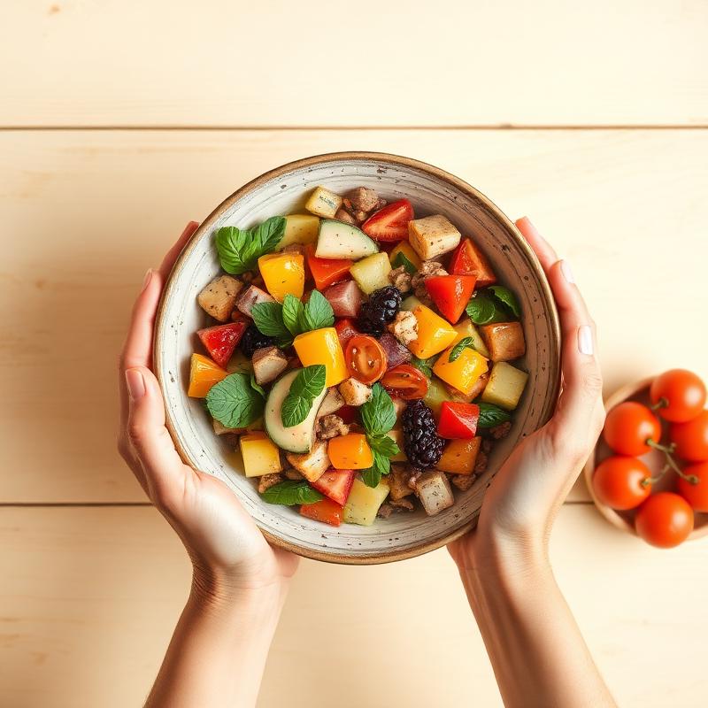 Bunte Bowl in Händen