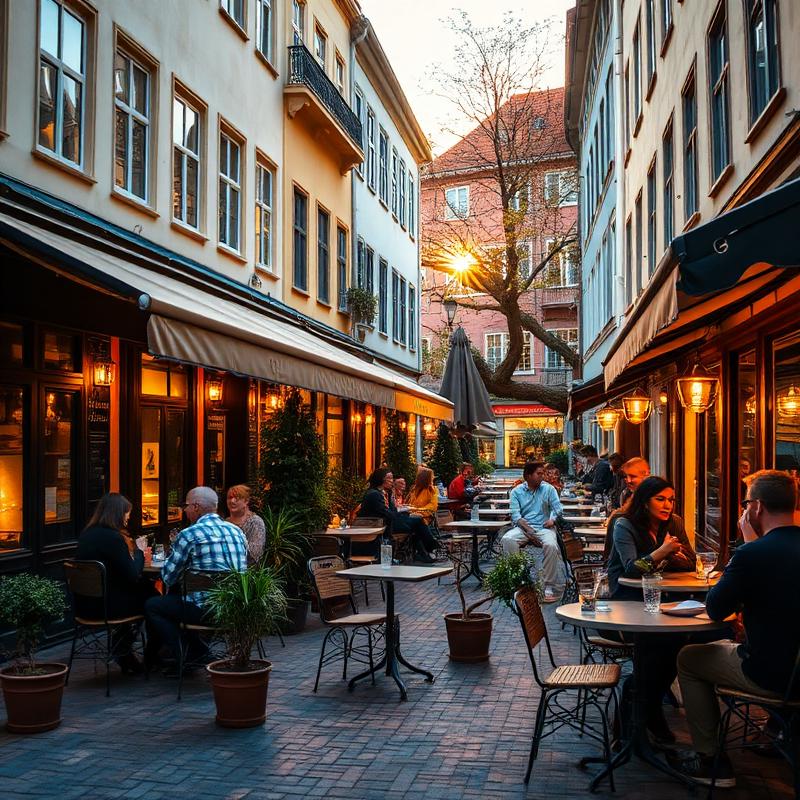 Café-Terrasse am Abend